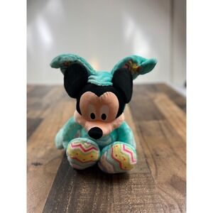 Disney Store Mickey Mouse Easter Bunny Plush Teal Chevron Egg Costume StuffedToy